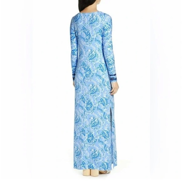 NWT Lilly Pulitzer UPF 50+ Faye Maxi Dress in Blue Peri Turtley Awesome Sz M - Picture 2 of 15